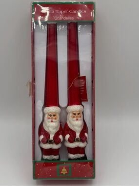 Vintage Santa Claus Taper Candles Christmas Pair 10” Decoration Holiday New Box